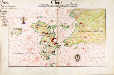 Carta di Chio (Chios, Grecia) da Battista Agnese