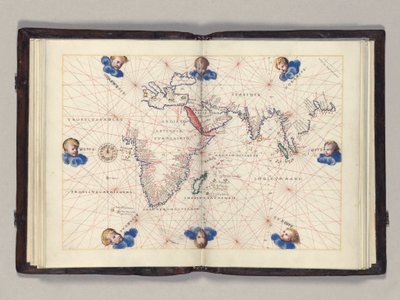 Fos. 11v-12r Carta 3: Oceano Indiano, Atlante portolano del mondo, Venezia, c.1542-46 da Battista Agnese