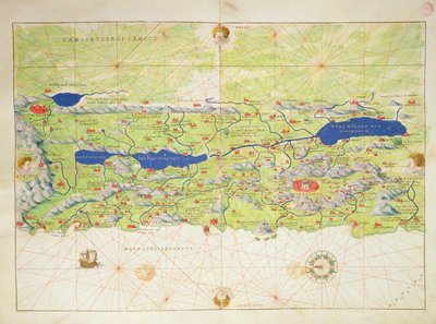 La Terra Santa, da un Atlante del Mondo in 33 Mappe, Venezia, 1 settembre 1553 (inchiostro su pergamena) da Battista Agnese