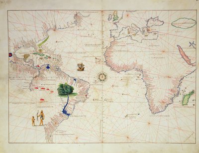 Il Nuovo Mondo, da un Atlante del Mondo in 33 Mappe, Venezia, 1 settembre 1553 da Battista Agnese
