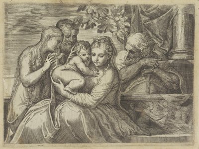 Sacra Famiglia con santi da Battista Angolo del Moro (attributed to)
