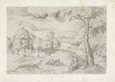 Paesaggio Panoramico con Rovine, una Città e Viaggiatori da Battista Angolo del Moro
