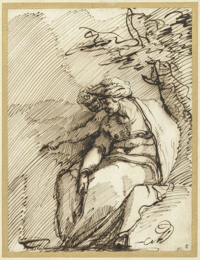 Sibilla con un genio sotto un albero da Battista Franco (possibly)