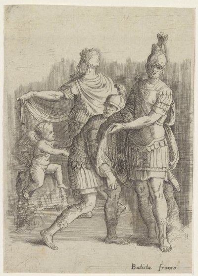 Tre soldati e un putto da Battista Franco
