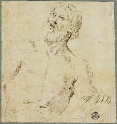Schizzo a mezzo busto di uomo barbuto (Giove?) da Battista Franco