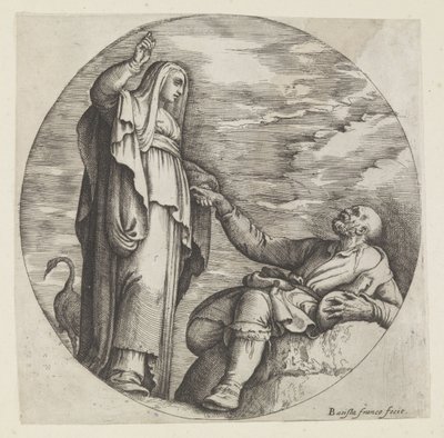 La religione consola un povero vecchio da Battista Franco