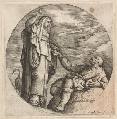 La religione consola un vecchio povero da Battista Franco