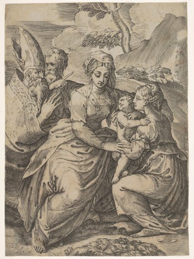 Madonna col Bambino e Santi dopo Parmigianino da Battista del Moro