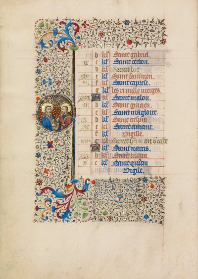 Pagina del calendario di ottobre; Santi Simone e Giuda da Bedford Master