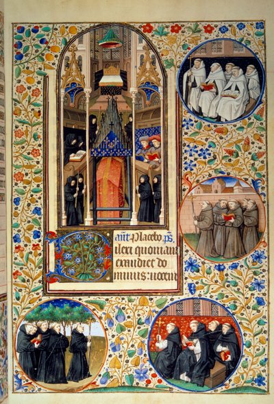 Scena di vita monastica. Nei medaglioni, dall