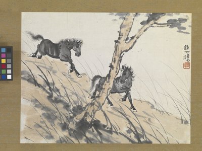 Due cavalli su una collina, primi anni del 1900 da Beihong Xu