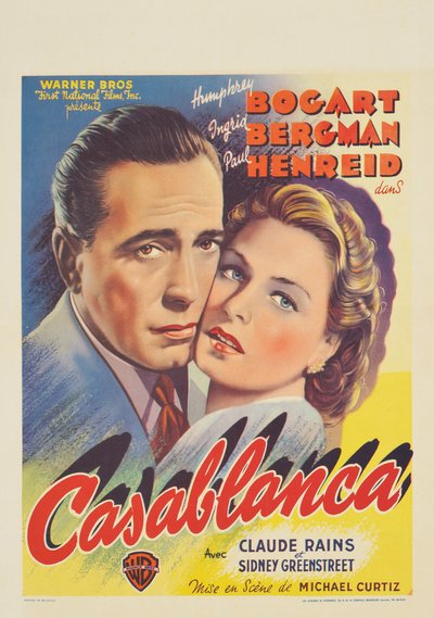 Poster belga che pubblicizza il film "Casablanca" da Belgian School