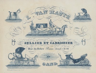 Pubblicità per L van Haute, sellaio e carrozziere, Gand, Belgio da Belgian School