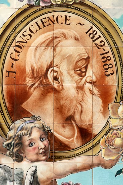 Interno del bar (Café "Local Unique"). Pannello in ceramica. Helman céramiques Bruxelles. da Belgian School