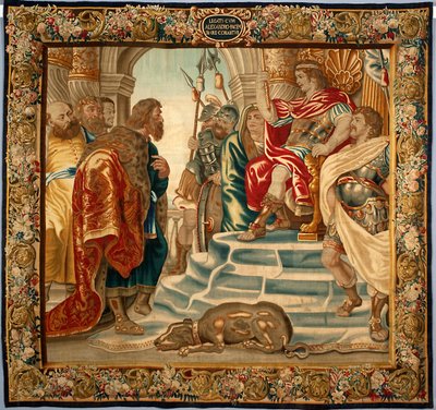 Re Alessandro Magno riceve una delegazione da Atene. Arazzo realizzato nelle manifatture di Bruxelles. XVI secolo Genova, Musei di Strada Nuova da Belgian School