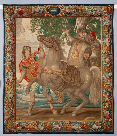 Alessandro Magno doma il cavallo Bucefalo. Arazzo realizzato nelle manifatture di Bruxelles. XVI secolo Genova, Musei di Strada Nuova da Belgian School