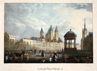 La Grande Place a Tournay, 1816, c.1895 da Belgian School