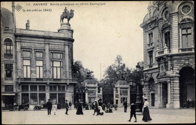 Ingresso principale dello Zoo di Anversa, c.1911 da Belgian School
