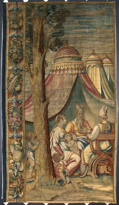 Mosè con Jethro e Sephora Arazzo di Dionys Martensz dopo i cartoni di Luca Cambiaso (1527-1584) realizzato nelle manifatture di Bruxelles 1561-1564 Dim. 391x141,2 cm Genova, Musei di Strada Nuova da Belgian School