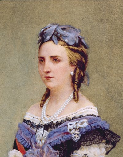 Ritratto di Carlotta di Sassonia-Coburgo-Gotha (1840-1927) Principessa del Belgio e Imperatrice del Messico (dettaglio) da Belgian School