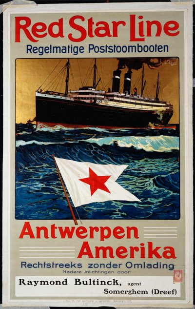 Red Star Line, Antwerpen America, c.1899 da Belgian School