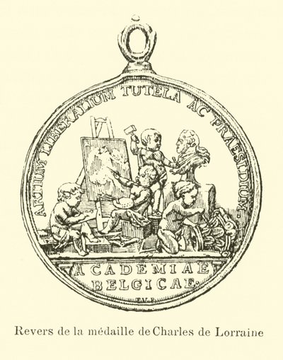 Retro della medaglia di Carlo di Lorena da Belgian School
