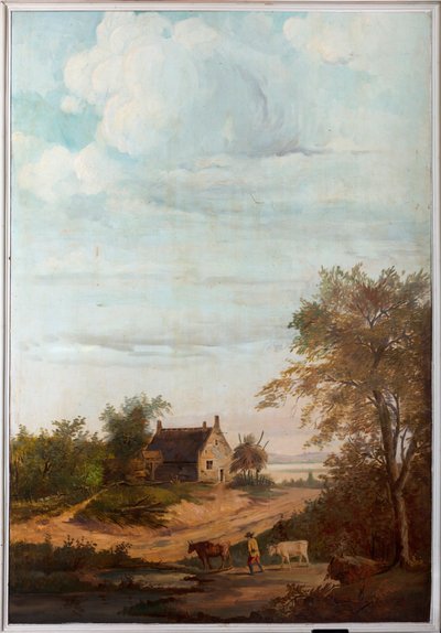 Seconda stanza sul retro, sala riunioni, murali con scene rurali in stile classico, probabilmente intorno al 1810, scena 7 da Belgian School