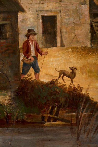 Seconda stanza sul retro, sala riunioni, murali con scene rurali in stile classico, probabilmente intorno al 1810, scena 3 da Belgian School