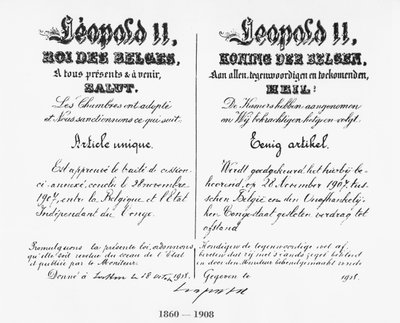 Firma del Re Leopoldo II (1835-1909) che approva l