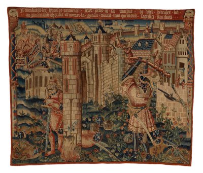 Arazzo, Ercole alla Porta della Città di Prycus, o Ercole che assalta una città, possibilmente da Tournai da Belgian School
