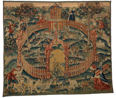 Arazzo, Park au Cerfs, realizzato a Tournai, Belgio, c.1500 da Belgian School