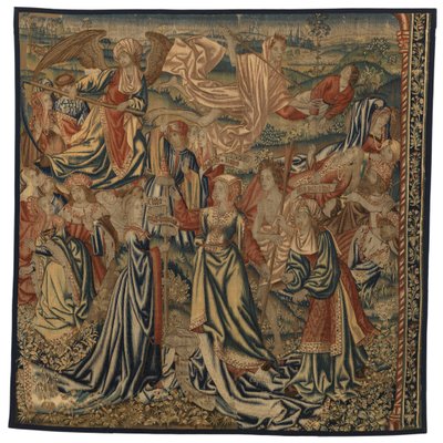 Arazzo, Trionfo della Morte sulla Castità con le Tre Parche, realizzato a Bruxelles, Belgio, inizio XVI secolo da Belgian School