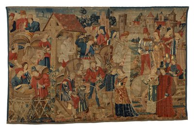Arazzo raffigurante vendemmiatori, da Tournai, c.1460-70 da Belgian School