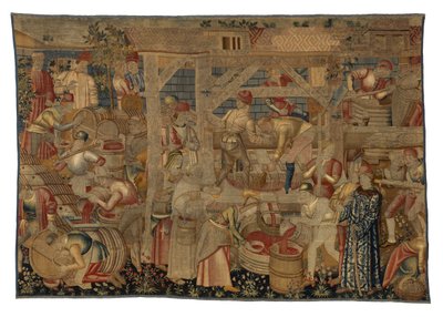 Arazzo raffigurante i pigiatori di vino, da Tournai, c.1460-70 da Belgian School