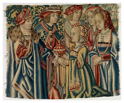 Frammento di arazzo raffigurante il matrimonio di Luigi XII con Jeanne, figlia di Luigi XI, da Bruxelles da Belgian School