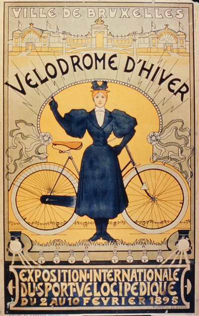 Pista di ciclismo invernale, Esposizione Internazionale di Sport Velocipede Bruxelles, 2-10 febbraio 1895 da Belgian School