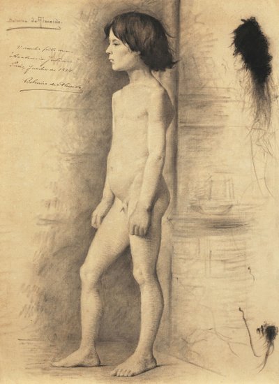 Studio di nudo di un ragazzo di profilo da Belmiro de Almeida