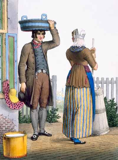 Una Coppia di Contadini di Parmerend, Olanda Settentrionale, illustrazione da 