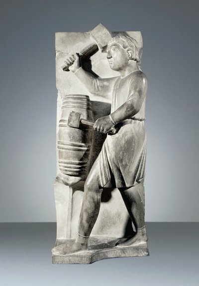 Agosto, statua dal Ciclo dei Mesi, Battistero di Parma da Benedetto Antelami