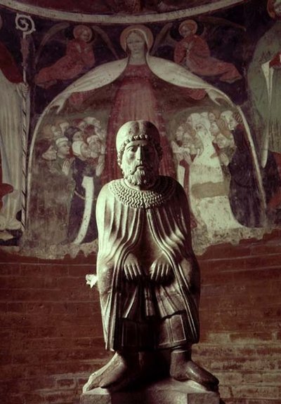 Gennaio, da un calendario statuario dei Lavori dei Mesi, c.1200 (pietra) da Benedetto Antelami