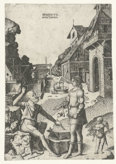 Apollo con Cupido presso Vulcano da Benedetto Montagna