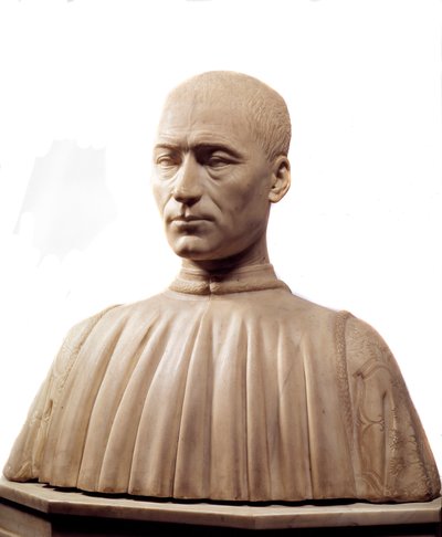 Busto di Filippo Strozzi (1489-1538), condottiero e politico italiano. Scultura in marmo di Benedetto da Maiano (1442-1497) XV secolo Parigi, Museo del Louvre. da Benedetto da Maiano
