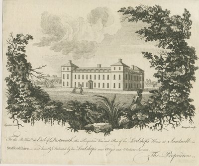 Sandwell Park - Hall: incisione su rame, nd [c 1770] da Benezech