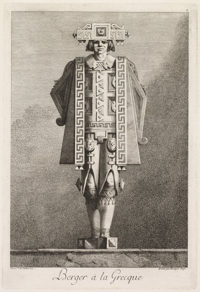 Mascherata alla Greca: Pastore alla Greca Piatto 5, 1771 da Benigno Bossi