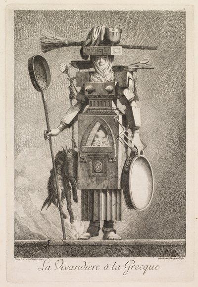 Mascarade à la Grecque: La Vivandière à la Grecque Plate 2, 1771 da Benigno Bossi