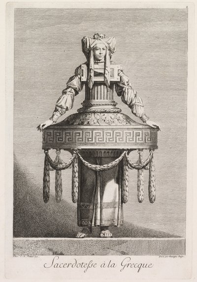 Mascherata alla Greca: Sacerdotessa alla Greca (Tavola 8) da Benigno Bossi