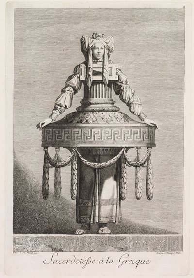 Mascherata alla Greca: Sacerdotessa alla Greca, Tavola 8, 1771 da Benigno Bossi