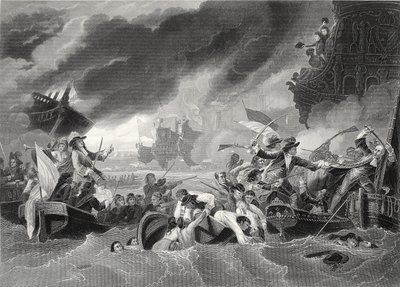 Battaglia di La Hogue, inciso da W. French da Benjamin (after) West