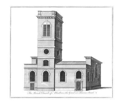 La Chiesa Parrocchiale di Alhallows the Great in Thames Street, c. 1772 da Benjamin Cole