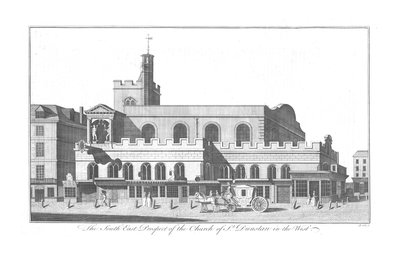 Prospetto sud-est di St. Dunstan in the West, c1756 da Benjamin Cole